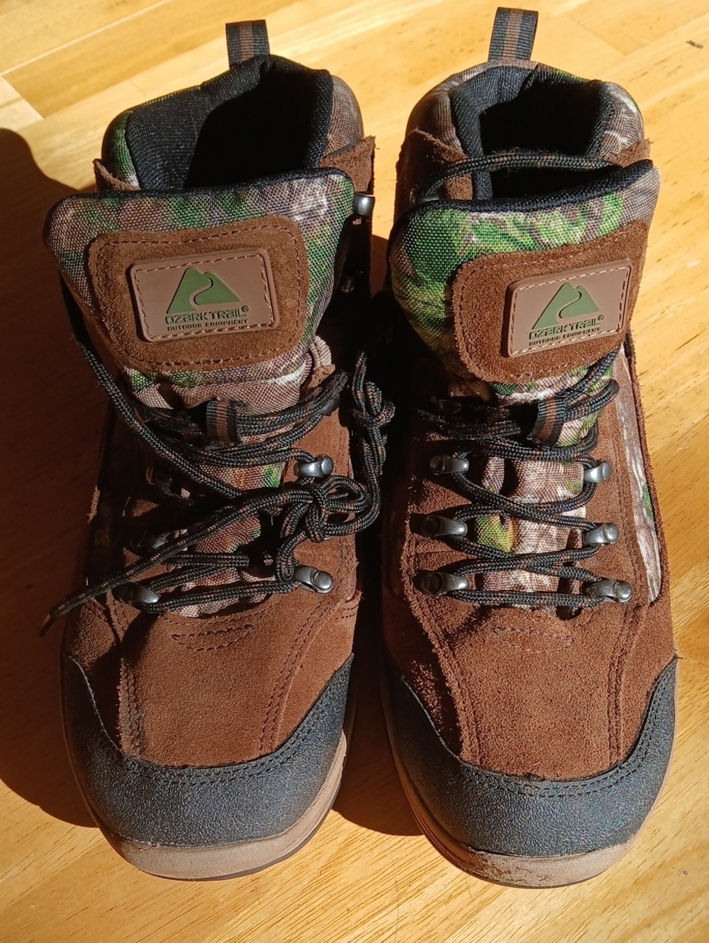 Ozark Trail Men's Brown Suede Camo Accent Hiking Boots